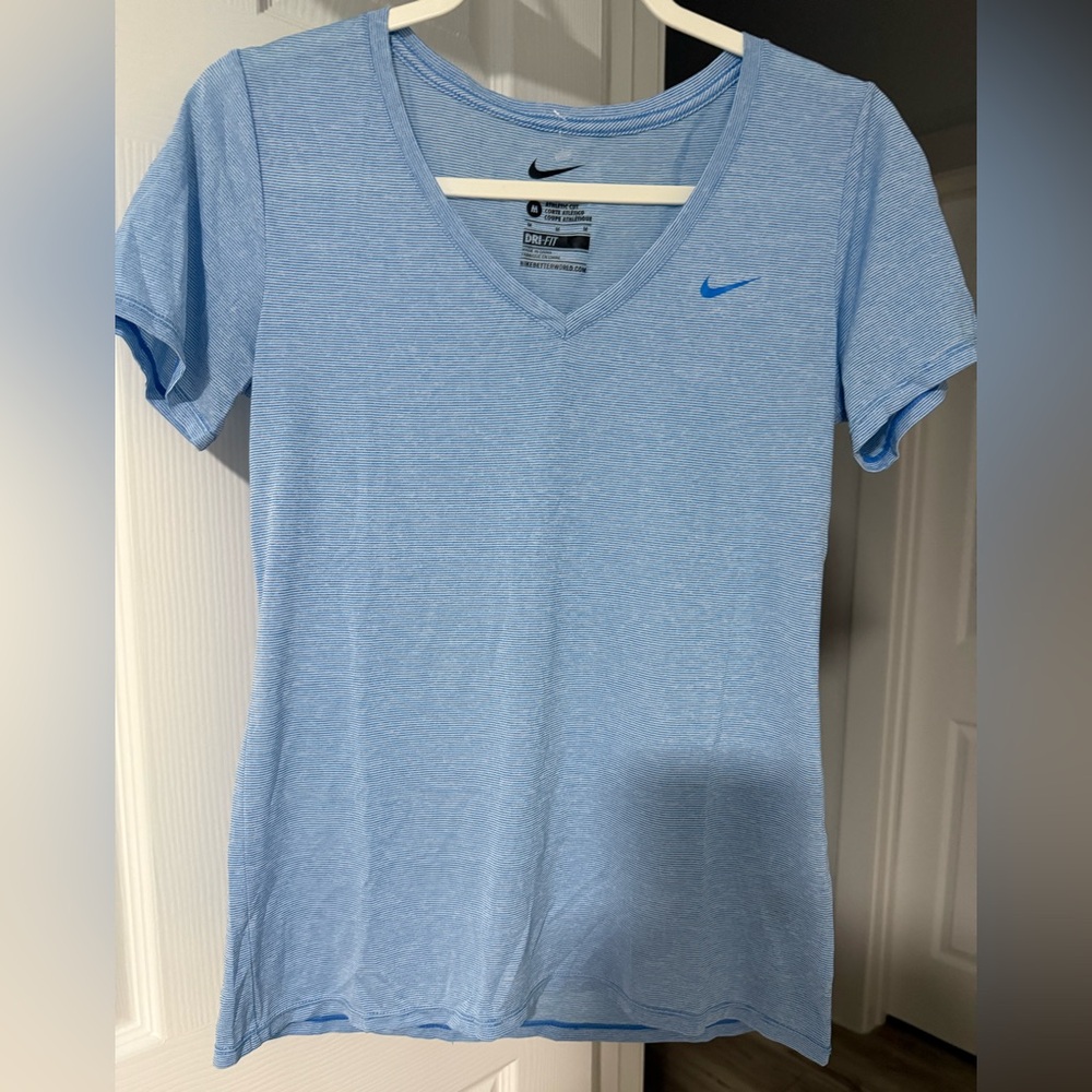 2- Nike Women's Light Blue and Royal V-Neck Top